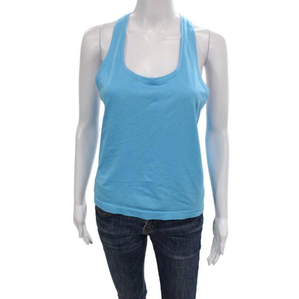 Lululemon Women Basic Blue Scoop Neck Tank Synthetic Size 8